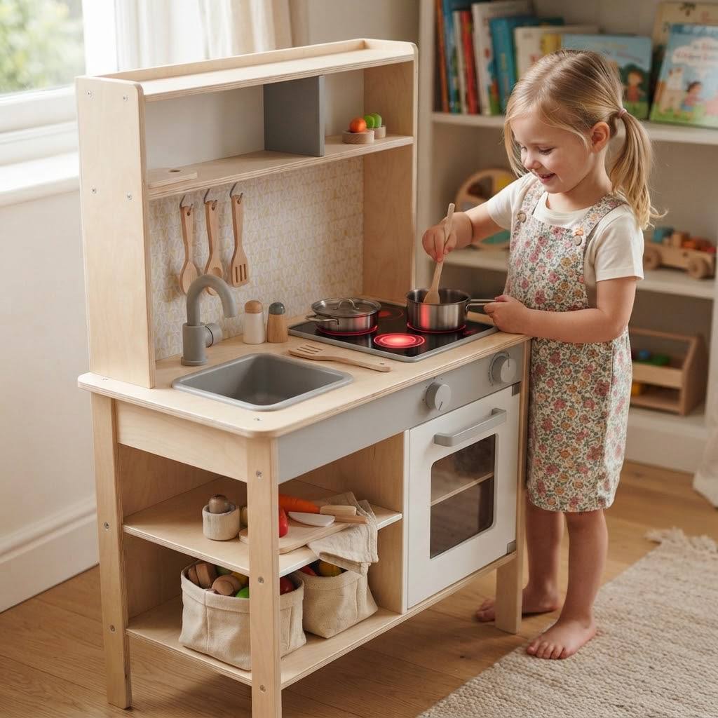 Compact Wooden Play Kitchen