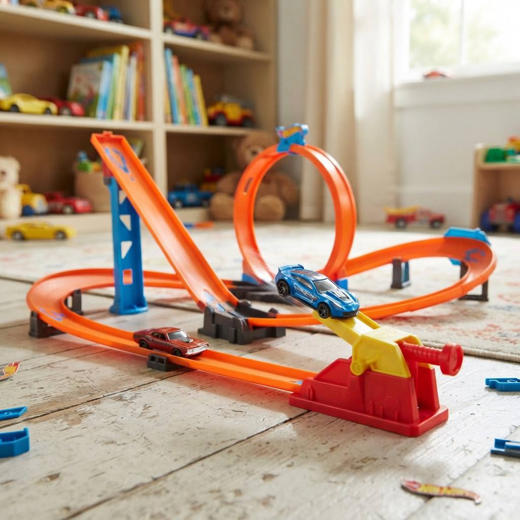 Hot Wheels Track Set with Cars (Basic Starter Set)